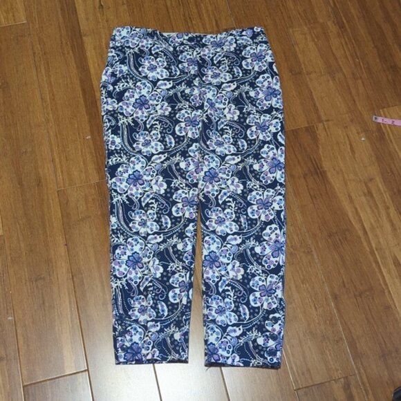 Talbots Blue Floral Perfect Crops - Picture 1 of 8